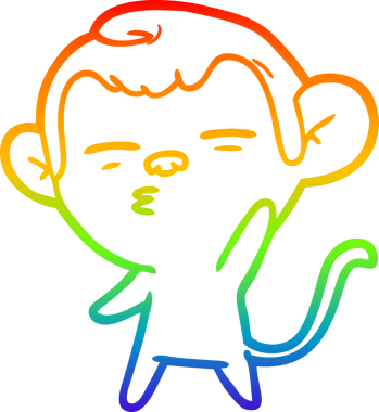 Gökkuşağı gradyan çizgi çizimi Bir insan tarafından çizilmiş şüpheli maymun