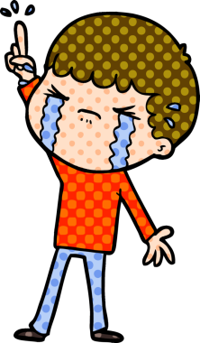 Bir insan tarafından çizilmiş ağlayan çizgi film adamı.