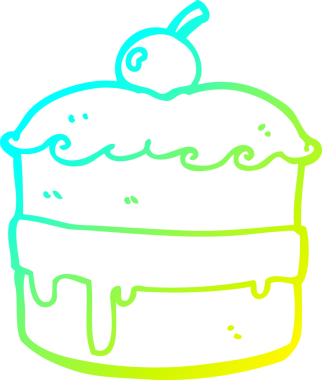 Bir insan tarafından çizilmiş çizgi film pastasının soğuk gradyan çizgisi.