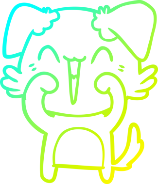 Bir insan tarafından çizilmiş küçük mutlu bir köpek çizgi filmi.