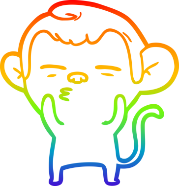 Gökkuşağı gradyan çizgi çizimi Bir insan tarafından çizilmiş şüpheli maymun