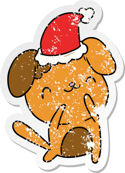 Bir insan tarafından çizilmiş kawaii köpeği etiketli el çizimi.