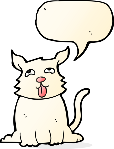 bir insan tarafından çizilmiş konuşma balonlu mutlu bir köpek.