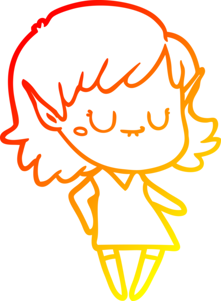 Bir insanın çizdiği elbiseyi giyen mutlu bir elf kızı çiziyor.