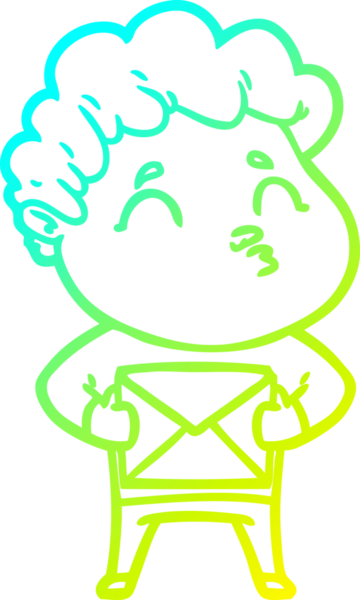 Bir insan tarafından çizilmiş soğuk çizgi film karakteri çizimi.