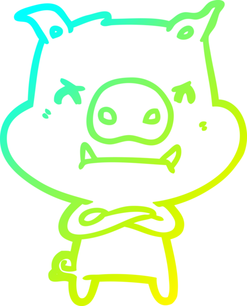 Bir insan tarafından çizilmiş kızgın çizgi film domuzu çizimi.