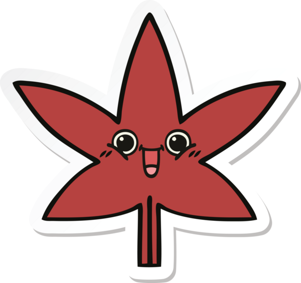 Bir insan tarafından çizilmiş güzel bir sonbahar yaprağının çıkartması.