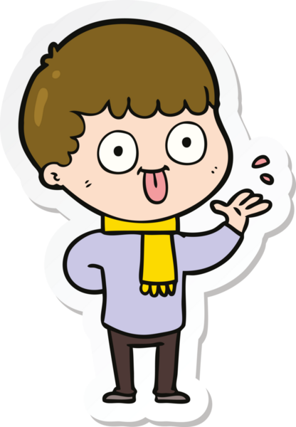 Bir insan tarafından çizilmiş karikatür adamın çıkartması.