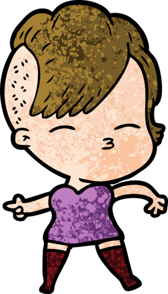 Bir insan tarafından çizilmiş şaşı çizgi film kızı.