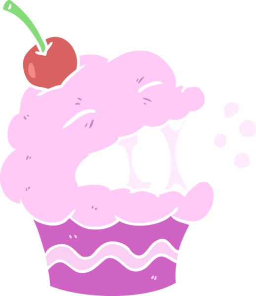 Bir insan tarafından çizilmiş düz renkli çizgi film keki.