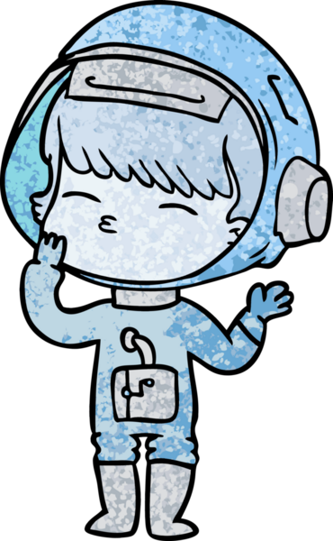 Bir insan tarafından çizilmiş meraklı astronot çizgi filmi.