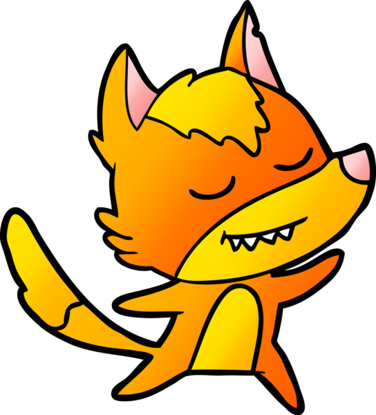 Bir insan tarafından çizilmiş tilki çizgi film karakteri