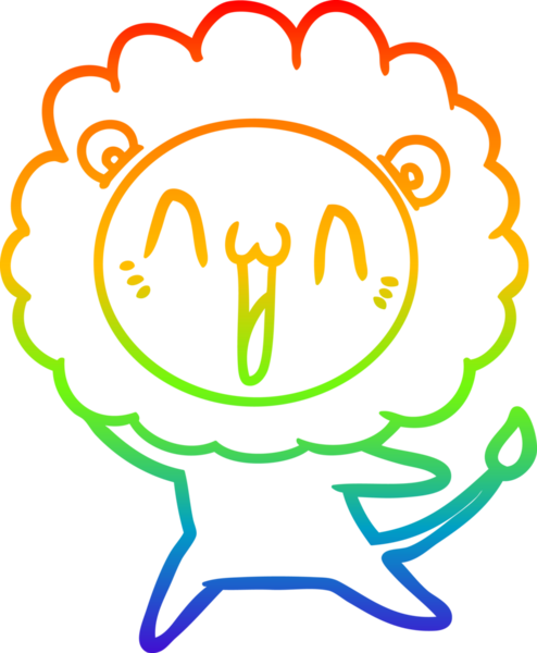 gökkuşağı gradyanı çizimi bir insan tarafından çizilmiş mutlu bir karikatür aslanı