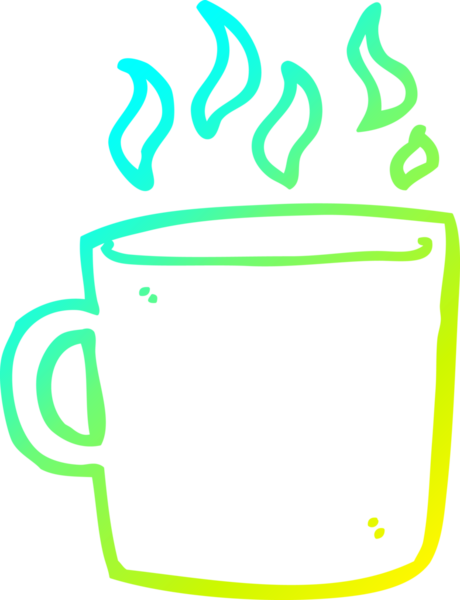 Bir insan tarafından çizilmiş bir fincan sıcak kahvenin soğuk gradyan çizimi