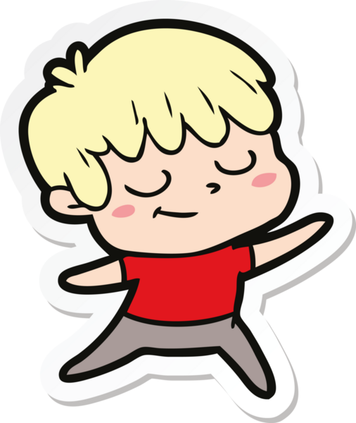 Bir insan tarafından çizilmiş mutlu bir çocuğun çıkartması.