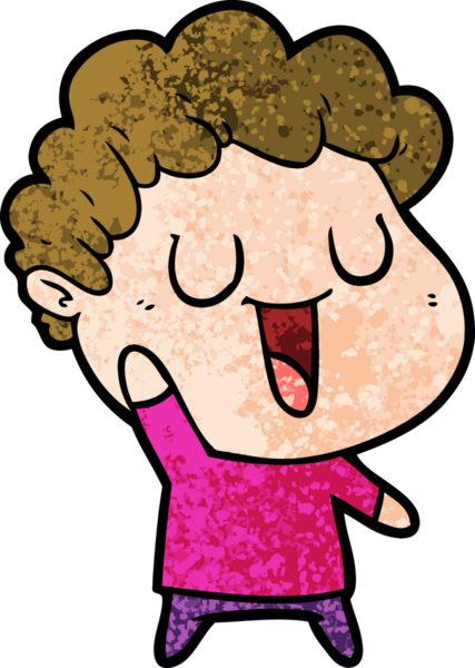 Bir insan tarafından çizilmiş gülen karikatür adam.