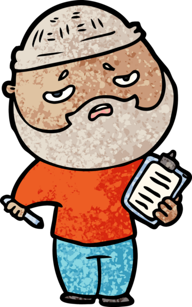 Bir insan tarafından çizilmiş sakallı endişeli bir adam.