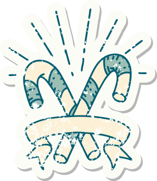 Bir insan tarafından çizilmiş eski bir dövme stili şeker kamışının etiketi.