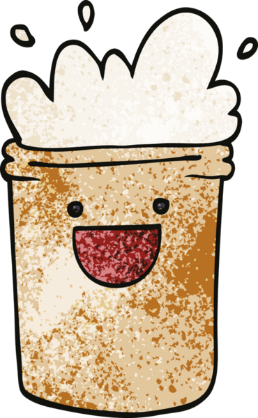 Bir insan tarafından çizilmiş mutlu içecekler.