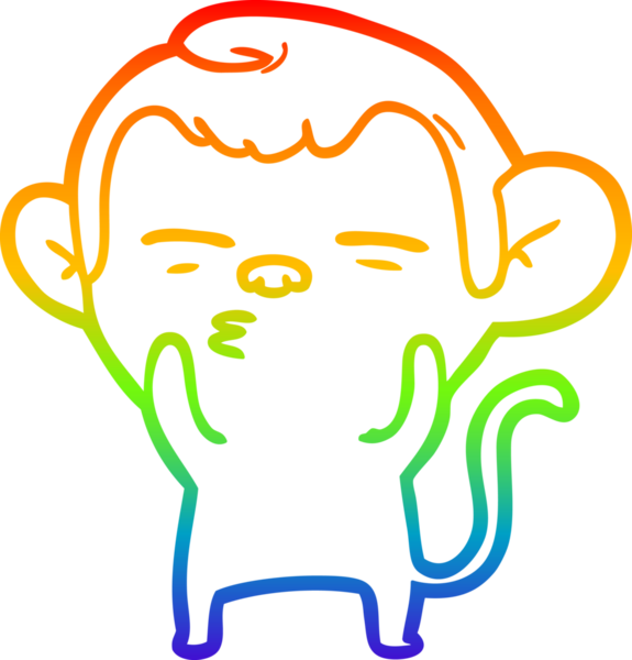 Gökkuşağı gradyan çizgi çizimi Bir insan tarafından çizilmiş şüpheli maymun