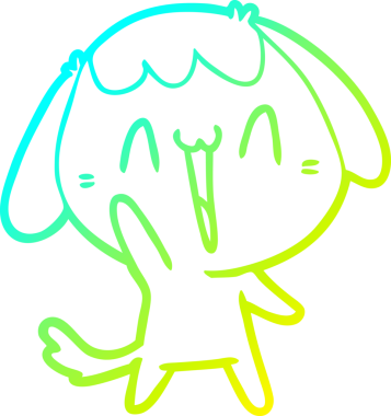 Bir insan tarafından çizilmiş şirin bir çizgi köpeğin soğuk gradyan çizgisi.