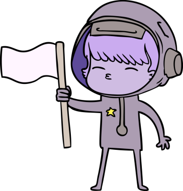 Bir insan tarafından çizilmiş meraklı astronot çizgi filmi.