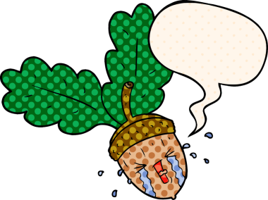 Çizgi roman tarzında konuşan palamut bir insan tarafından çizilmiş.