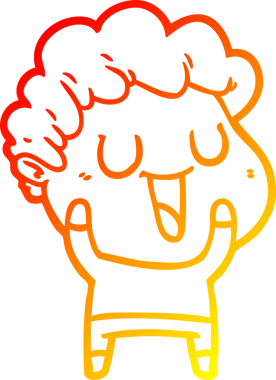 Bir insan tarafından çizilmiş gülen bir çizgi film karakterinin sıcak çizgi çizimi.