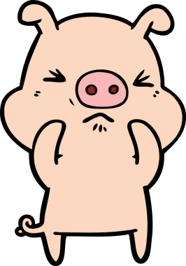 Bir insan tarafından çizilmiş kızgın domuz çizgi filmi.