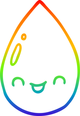 Gökkuşağı gradyan çizgi çizimi Bir insan tarafından çizilmiş şirin yağmur damlası