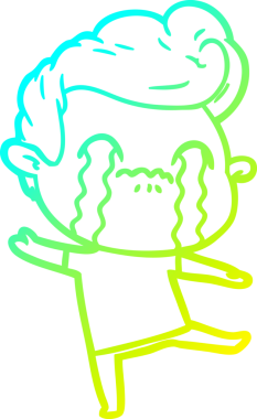 Bir insan tarafından çizilmiş ağlayan bir çizgi film karakteri çizimi.