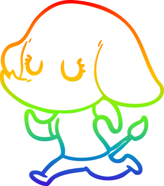 Gökkuşağı gradyan çizgisi bir insan tarafından çizilmiş şirin bir fil çizimi