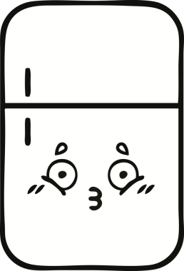 Bir insan tarafından çizilmiş buz dolabı karikatürü.