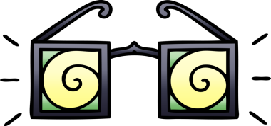 Bir insan tarafından çizilmiş hipnoz gözlüklerinin gölgeli çizgi filmi.