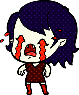 Bir insan tarafından çizilmiş ağlayan vampir kız çizgi filmi.