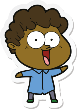 Bir insan tarafından çizilmiş mutlu bir adamın çıkartması.