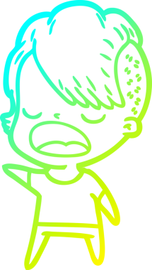 Bir insan tarafından çizilmiş havalı bir hippi kızın soğuk gradyan çizimi.