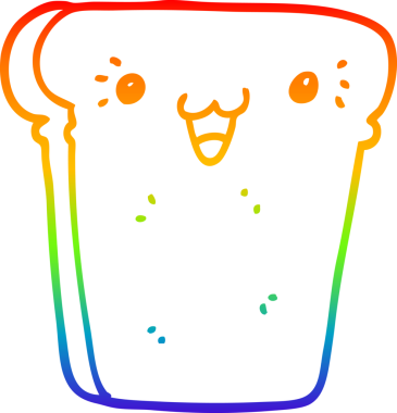 gökkuşağı gradyan çizgisi bir insan tarafından çizilmiş bir ekmek karikatürü