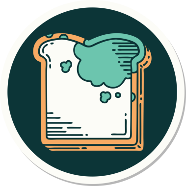 Bir insan tarafından çizilmiş geleneksel küflü ekmek stili dövme çıkartması.