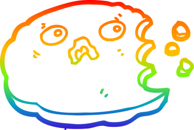 gökkuşağı gradyan çizgi çizimi bir insan tarafından ısırılmış çerez