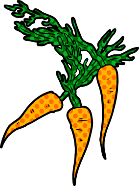 Bir insan tarafından çizilmiş havuçlar.