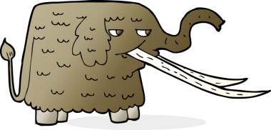 Bir insan tarafından çizilmiş tüylü mamut çizgi filmi.