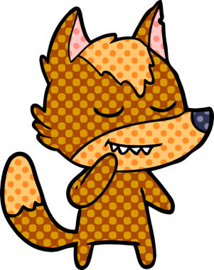 Bir insan tarafından çizilmiş tilki çizgi film karakteri