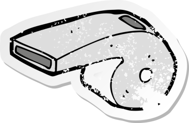 Bir insan tarafından çizilmiş karikatür düdüğünün gerilimli çıkartması.