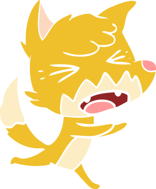 kızgın düz renkli çizgi film tilkisi bir insan tarafından çizilmiş.