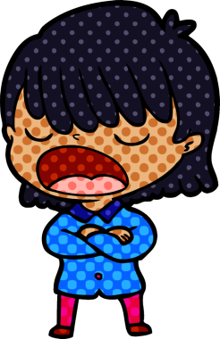 Çizgi filmdeki kadın bir insan tarafından yüksek sesle çizilmiş.