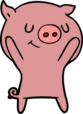 Bir insan tarafından çizilmiş mutlu çizgi film domuzu.