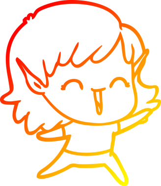 Bir insan tarafından çizilmiş çizgi film karakteri bir elf kızı çizimi