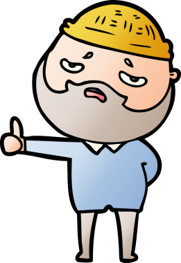 Bir insan tarafından çizilmiş sakallı endişeli bir adam.