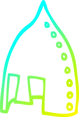 Bir insan tarafından çizilmiş bir Viking miğferinin soğuk çizgi çizimi.